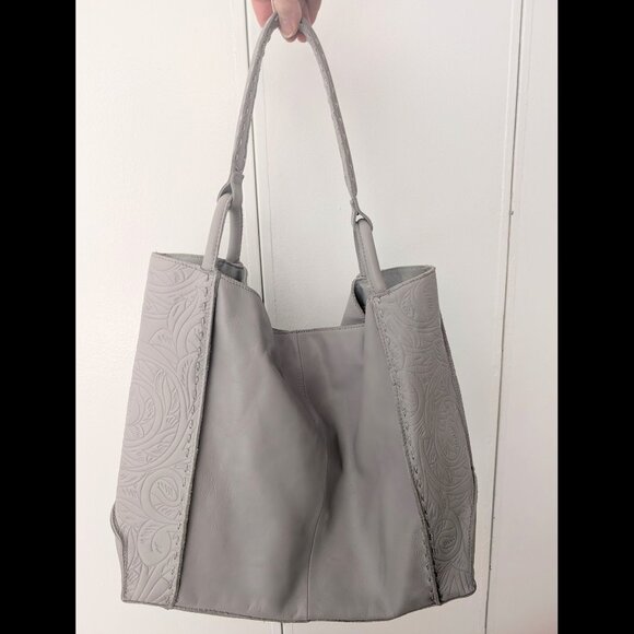 SAK LOS FELIZ SOFT SUPPLE LEATHER SLOUCHY HOBO TOTE SIZE LARGE DOVE GRAY - Picture 1 of 11